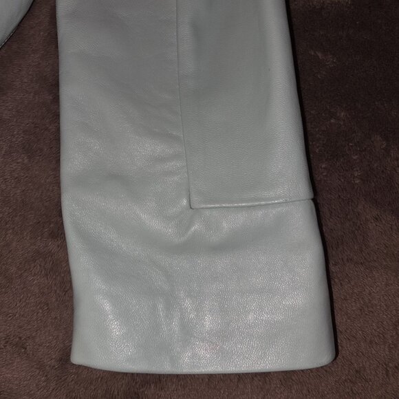 Neiman Marcus Exclusive Women’s Genuine Leather Jacket Large Aqua Mint Turquoise - Picture 5 of 16
